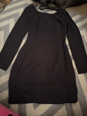 Guess Black Long-Sleeve Textured Sheath Dress